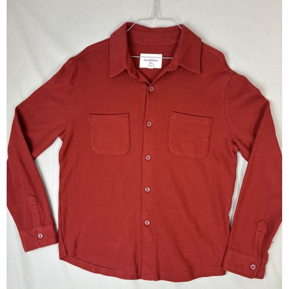 Goodfellow & Co Men's Fleece Shirt Jacket Medium Maroon Heavyweight Button-Up